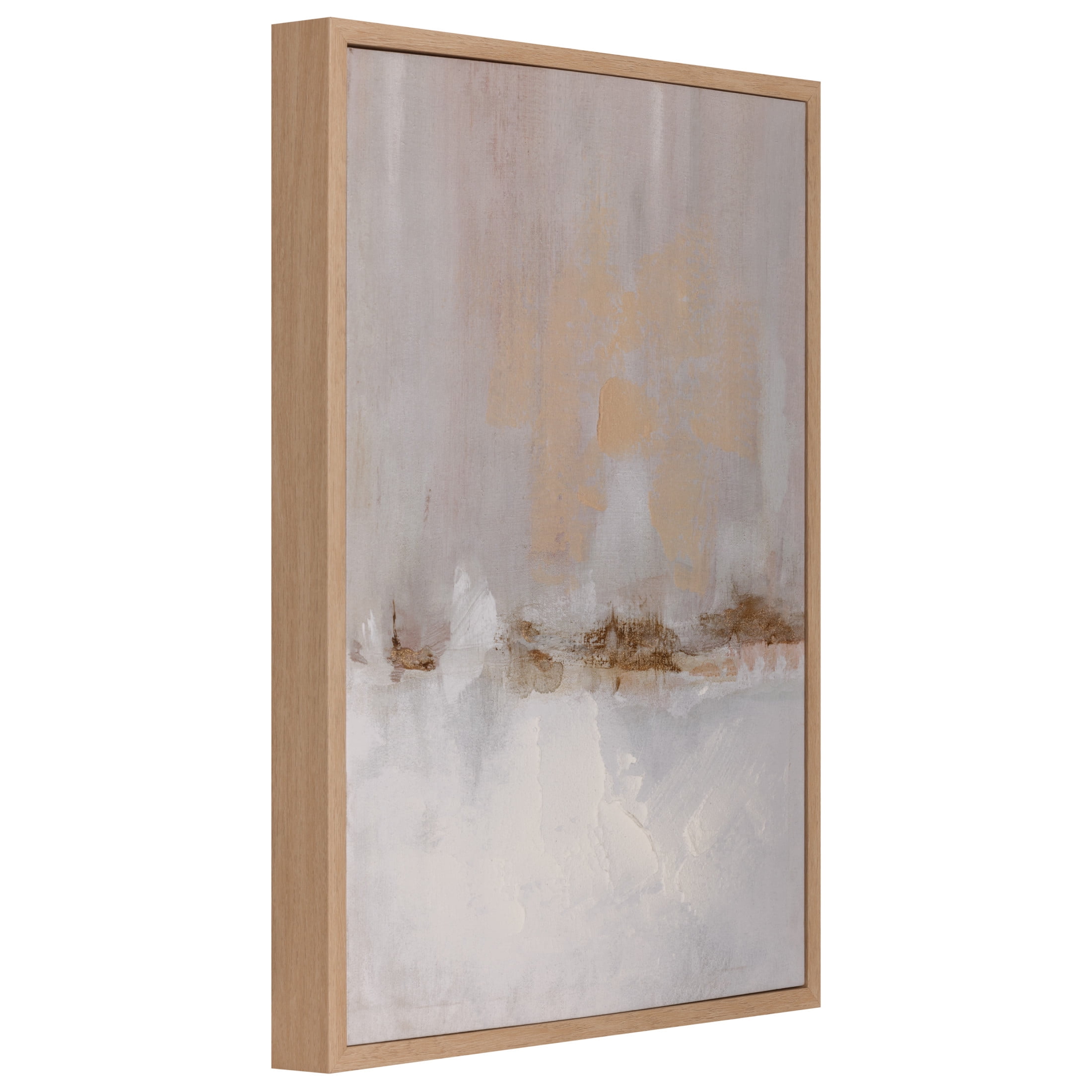 Gallery Solutions 24x18 Framed Vertical Abstract Canvas Art - Brown and White Design with Hand-Painted Embellishments, MDF Frame, and D-Ring Hangers