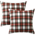 thumbnail image 3 of Christmas Farmhouse Classic Set of 2 Scottish Tartan Throw Pillow Cover 12x20 Inch, Red and White, 3 of 12