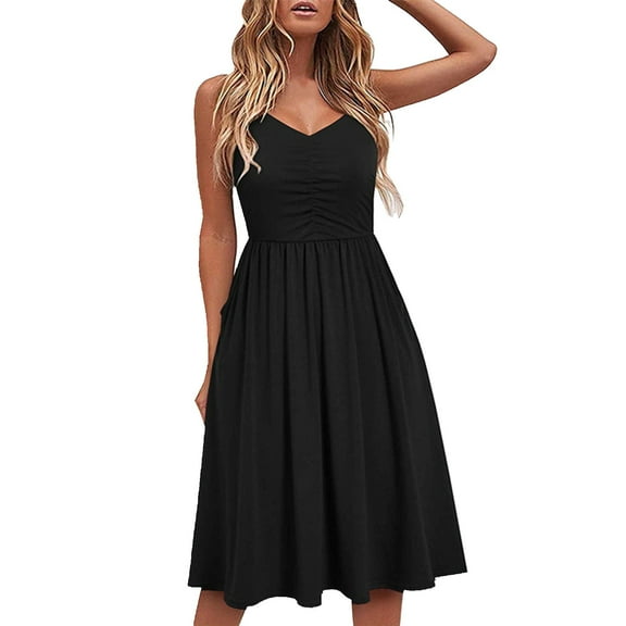 Sngxgn Women's Fall Dresses Long Sleeve Square Neck Casual Pleated Tiered Swing Maxi Dress(Black,L)