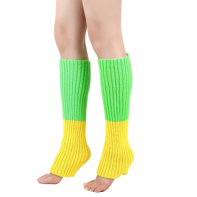 Nvzi 2 pares de calentadores de piernas para mujer, calentadores de piernas tejidos con puños elásticos antideslizantes, moda Y2K para fiestas, deportes, yoga, ballet, danza, color F