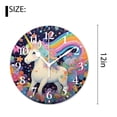 thumbnail image 2 of 12 Inch Wall Clock Battery Operated Silent Clock Decorative for Office, Kitchen, Outdoor, Living Room，Little Cute Unicorn on Cloud with Rainbow Star Print Pattern, 2 of 4