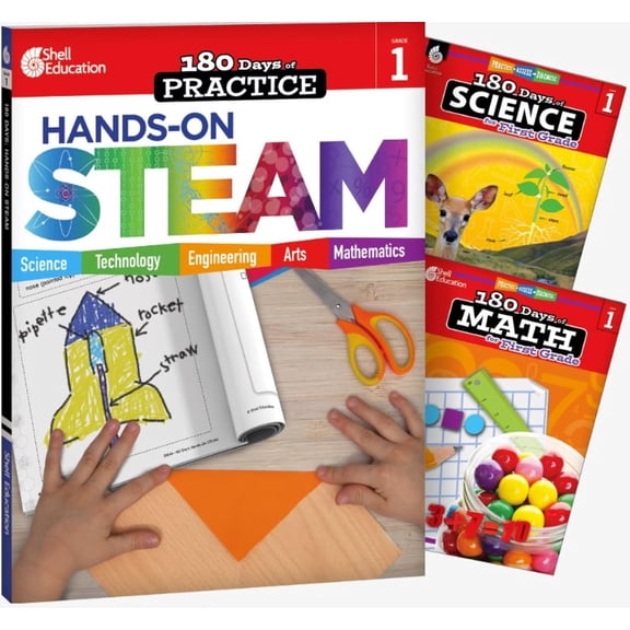 180 Days™: STEAM, Science, & Math Grade 1: 3-Book Set