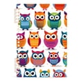 thumbnail image 2 of Owls Cartoon Ring Binder Notebook Journey Note Diary College Ruled Spiral Notebook Study Loose Leaf Paper A5 60 Pages, 2 of 8