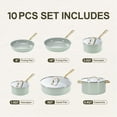 thumbnail image 5 of Chef Power 10 Pcs Ceramic Non Stick Cookware Sets, Pots and Pans Set with Stainless Steel Handle, Dishwasher and Oven Safe, Sage green with Light Gold Handle, 5 of 8