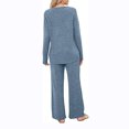 thumbnail image 7 of XuJwPNcy Women 2 Piece Outfits Casual Crewneck Long Sleeve Ribbed Knit Top Wide Leg Pants Matching Lounge Sets, 7 of 7