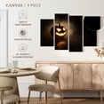 thumbnail image 4 of Elephant Stock Sinister Jack O Lantern Wall Art - Horizontal Multi Panel Canvas - Living Room Wall Decor - Holiday Multi Panel - Black And Beige Decor - 24" x 14", 4 of 4