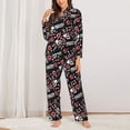 thumbnail image 2 of Pofeuu Vintage Skull Casino Print Womens Pajamas Set Long Sleeve Sleepwear Button Down Nightwear Soft Pj Lounge Sets Button Down Pajamas Women-Medium, 2 of 7