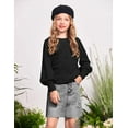 thumbnail image 2 of Oudiya Girls Lantern Sleeve Crew Neck Sweater Cute Pullover Top Jumper Outwear for Kids 5-13 Years, 2 of 7
