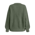 thumbnail image 6 of Otvok Ladies Casual Knit Outerwear, Winter Open Knit V Neck Button Front Long Lantern Sleeve Loose Cardigan Sweater, 6 of 7