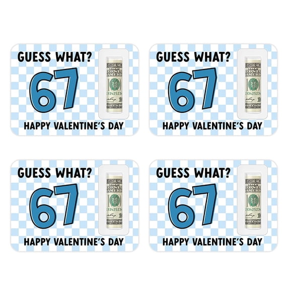 Koyal Wholesale 4pk 6-7 Valentine Money Holders, Guess What Six Seven, 5x7