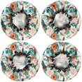 thumbnail image 2 of Shower Caps,Pioneer Flower Floral Print Pattern Waterproof Shower Cap for Women 4 Pieces,Double Reusable Hair Cover for Shower PEVA Elastic Stretch Hem, 2 of 7