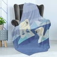 thumbnail image 4 of Polar Bear Soft Flannel Fleece Blanket, Arctic Circle Animals Floating on Icy Rocks Eco Habitat Zoo Nordic Pole Pattern, Cozy Plush for Indoor and Outdoor Use, 70" x 90", Multicolor, by Ambesonne, 4 of 5