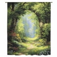 thumbnail image 2 of Forest Sheer Curtains 54 Inches Long, Nature Woodland Spring Scenic Green Trees Flower Light Filering Curtains, Breathable Simi Curtain Privacy Drapes for Kitchen Bathroom Small Window Treatment, 2 of 9