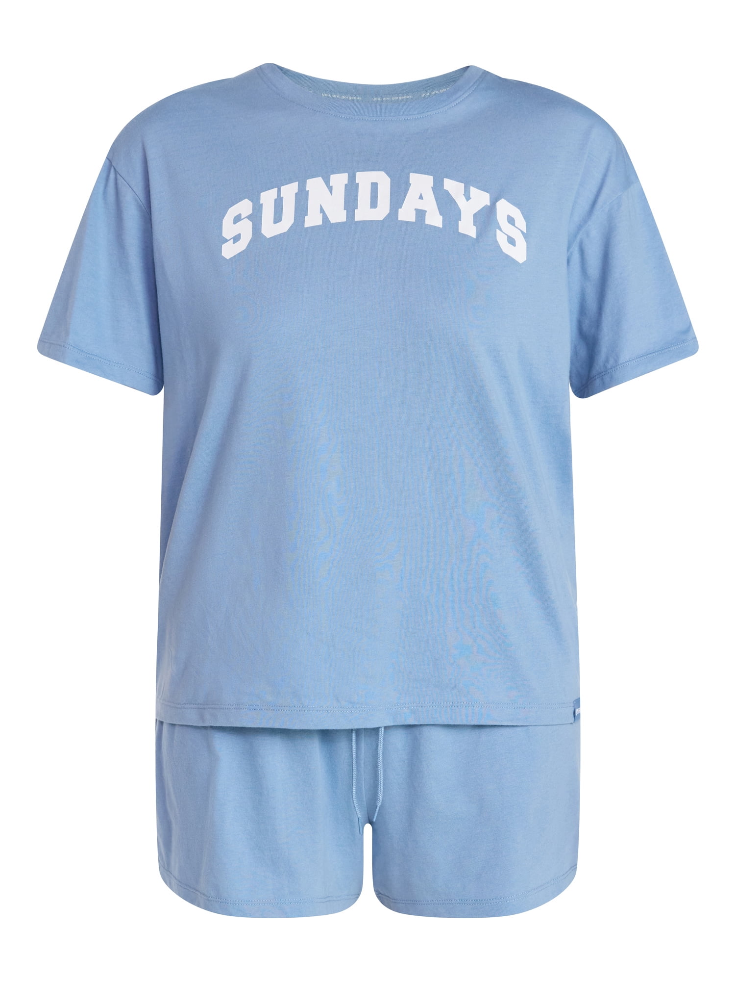 Joyspun Women's Short Sleeve Top and Shorts Pajama Set, 2-Piece, Sizes XS-3X