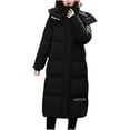 thumbnail image 3 of Jinhomg Women's Warm Winter Hooded Coat Heavyweight Comfy Double Closure Puffer Jacket Plus Size Long Sleeve Outerwear with Pockets Flash 90 off Clearance Sale Black M, 3 of 8
