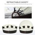 thumbnail image 6 of Outsunny Rattan Daybed Patio Furniture Set w/ Adjustable Canopy, Beige, 6 of 9