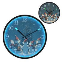Voice Activated Clock with Glow Light 12 Inch Large Silent Wall Clock Battery Operated for Home Decor Snowman with A Christmas Hat