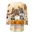 thumbnail image 3 of Halloween Women 3/4 Sleeve Tops Elbow Length Boatneck Cute Pumpkin Graphic Tshirt Three Quarter Sleeve Casual Blouse, 3 of 5