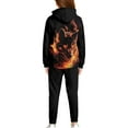 thumbnail image 3 of Uorisanigo Kids Girls Boys Sweatsuit Set - 2 Piece Oversized Fire Wolf Print Hoodie Sweatshirt + Cargo Jogger Pants Kids Youth Activewear Set Fall Winter Clothing, 3 of 7