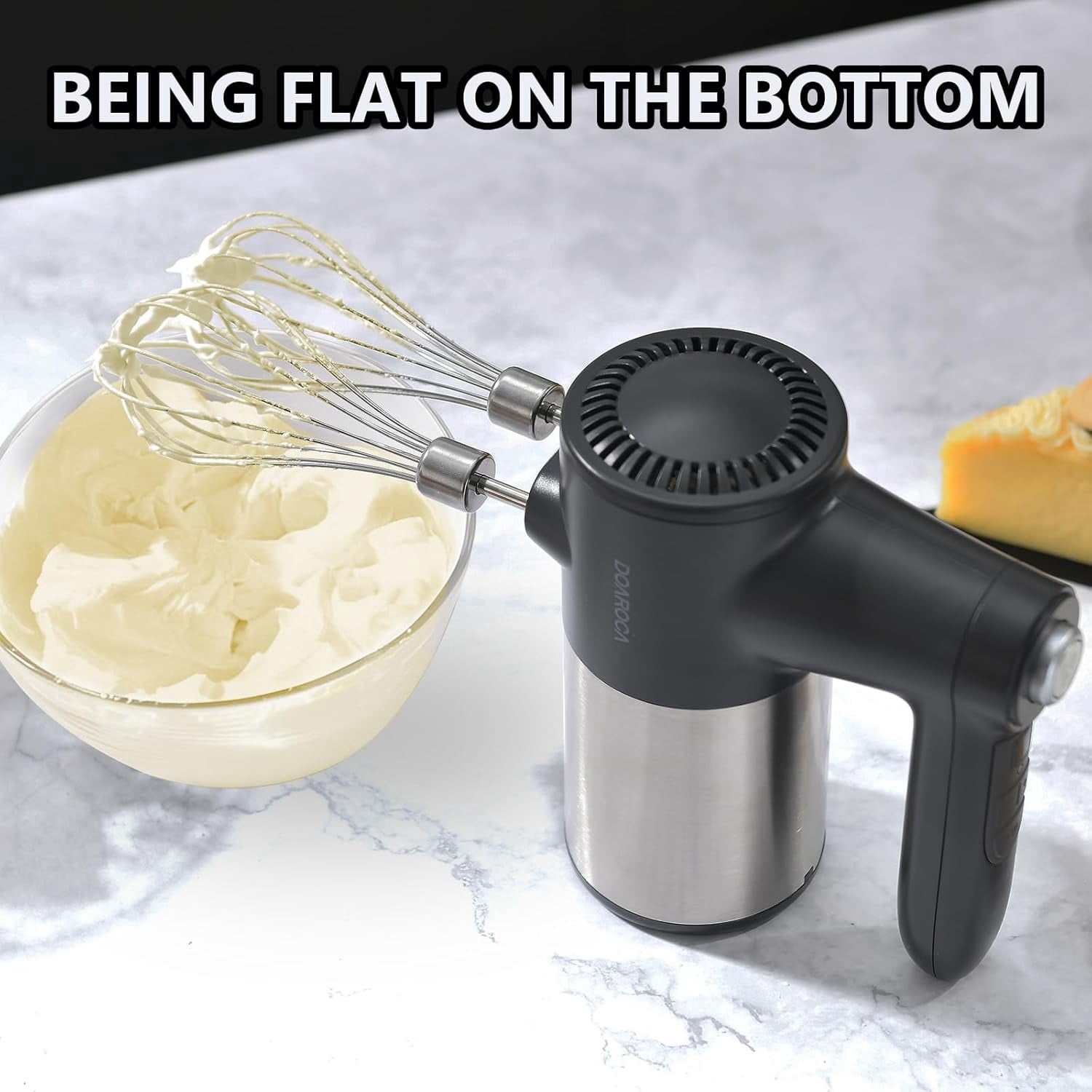 7-Speed Cordless Hand Mixer with Digital Display Rechargeable Electric Mixer Handheld 6 Stainless Steel Accessories Whisks Beaters Dough Hooks Black