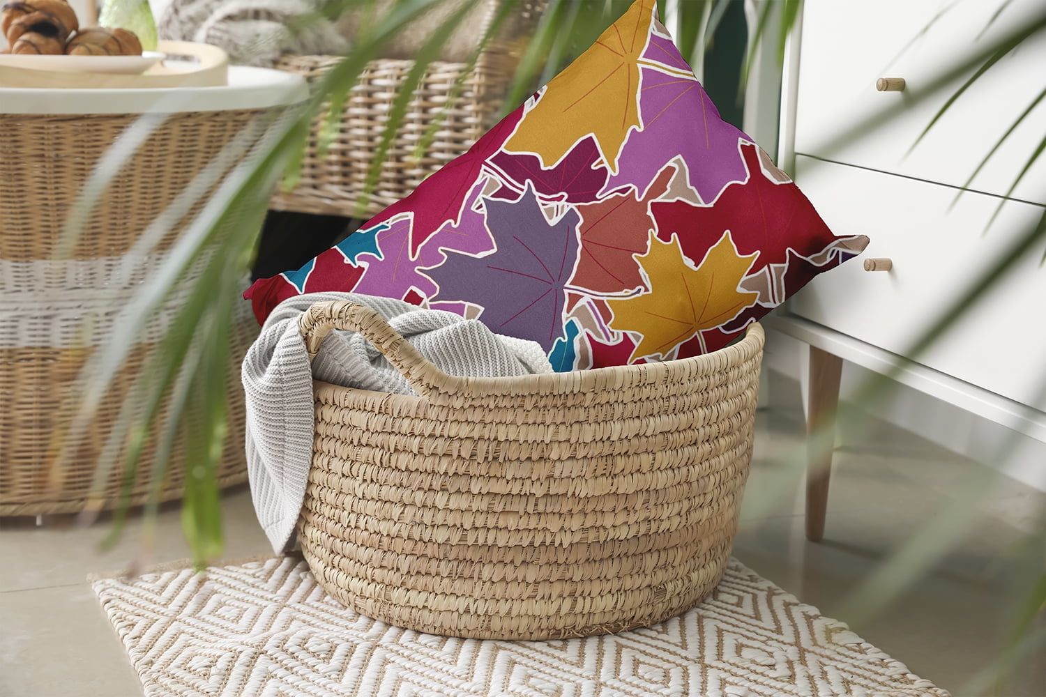20" x 14" Simply Daisy Leaf Pile Polyester Accent Pillow, Larkspur Qty 1