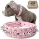 thumbnail image 1 of Collar para perro TEEMERRYCA ajustable de piel con tachuelas rosa, 1 of 7