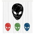 thumbnail image 3 of Ambesonne White Shower Curtain, Grunge Alien Heads Art, 69"Wx84"L, Red Green, 3 of 5