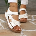 thumbnail image 3 of GERsome Low Wedge Heels Sandals for Women Open Toe Ankle Strap Platform Sandals for Travel Summer Beach, White Size 7.5, 3 of 9