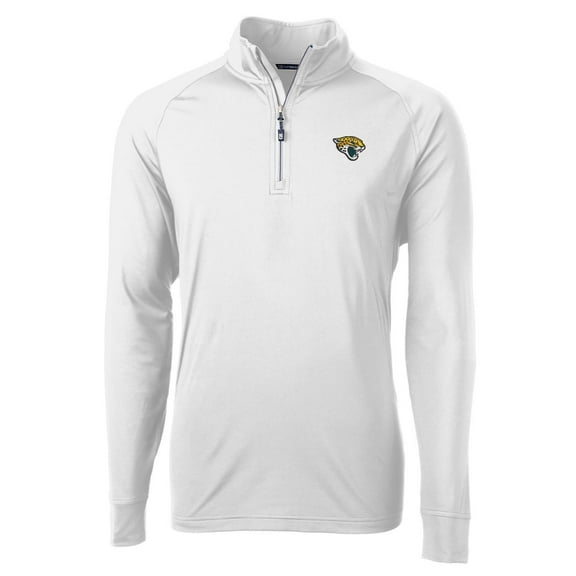 Men's Cutter & Buck White Jacksonville Jaguars Adapt Eco Knit Quarter-Zip Pullover Jacket