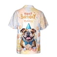 thumbnail image 2 of Watercolor Bulldog Happy Birthday Celebration Balloons Gift Party Hawaiian Shirt Breathable Summer Unisex Merch Dog Lover Gifts Idea - 00028, 2 of 6