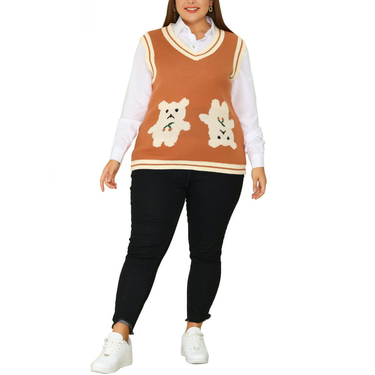 1X Teddy Bear Knit Zip up Sweater Vest Extra Large Women's 