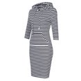 thumbnail image 2 of Women Casual Pullover Black Slim Kneen Length Pullover Hoodie Dress with Pocket, 2 of 5