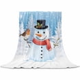 thumbnail image 2 of Christmas Snowman Throw Flannel Blanket 50x60In Winter Snowman Bird Xmas Trees Snowing Super Soft Cozy Bed Blanket, Lightweight Plush Fuzzy Bed Throw for Bedroom Sofa Couch Living Room, 2 of 4