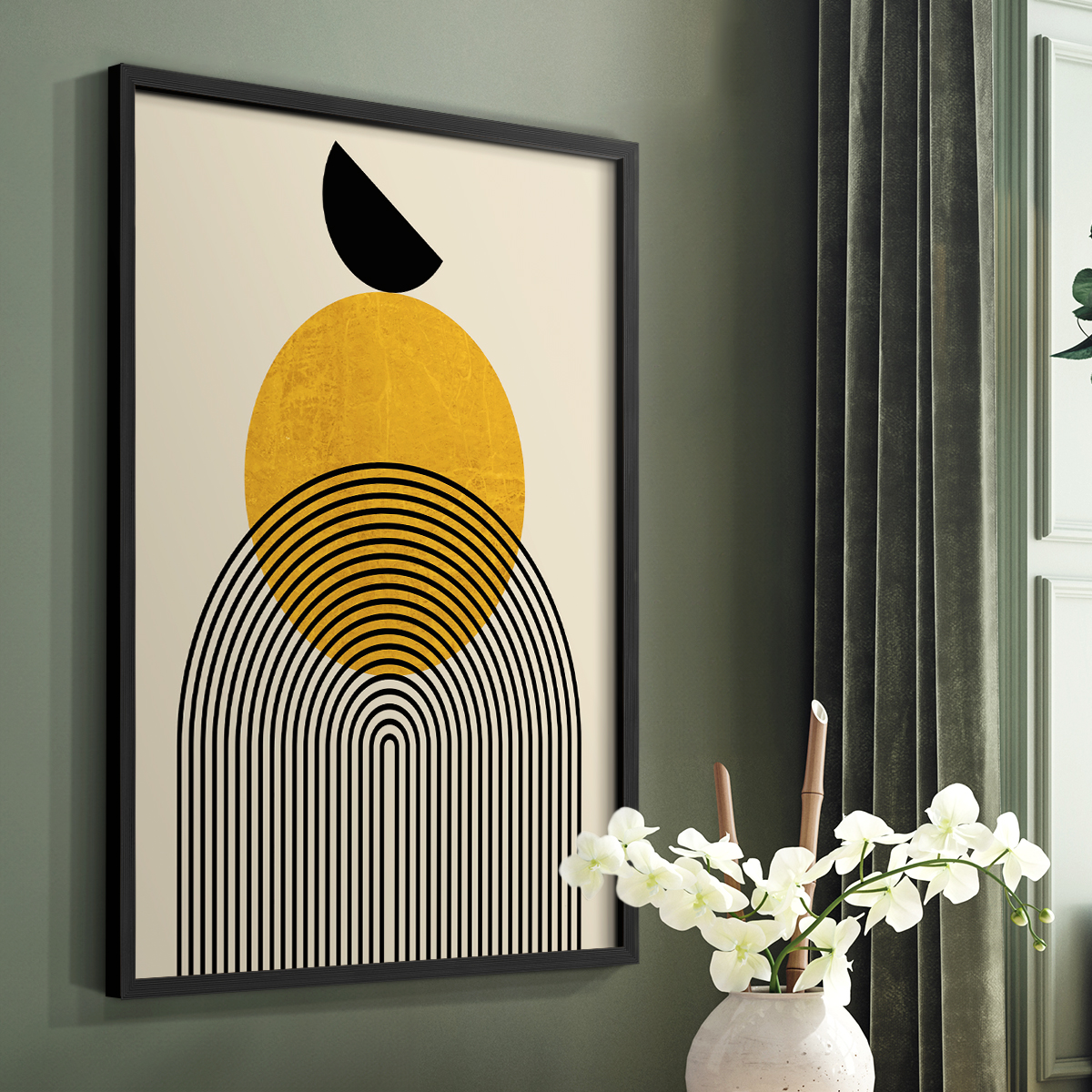 Golden Arches in Black Solid Wood 11 x 14 Framed Print