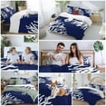 thumbnail image 5 of Cal King 4 Piece Bedding Set Sea Coral Navy Blue Soft Breathable Duvet Cover and Pillowcase,Simple Minimalist Style Duvet Cover Set Washable Bed Sheets for Bedroom Dormitory Guest Room, 5 of 9