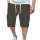 thumbnail image 1 of Pantalones Casuales de Moda de Ocio de Color Sólido Múltiples Bolsillos Dibujan Cuerda Cinco Cuartos, Mezcla de Algodón de Poliéster, 1 of 8