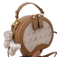 thumbnail image 4 of Bolso bandolera pequeño para mujer, de piel sintética color caqui con estampado moderno y cierre de cremallera, redondo, elegante para verano, 4 of 8