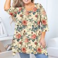 thumbnail image 5 of LADIGASU Ladies' able Casual Plus Size Hem Irregular Quarter Sleeve Round Neck Round Neck Top/shirt, 5 of 7