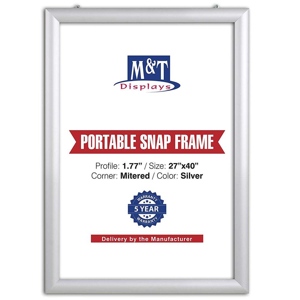 M&T Displays 27x40 Front Loading Portable Snap Frame,1.77 inch Profile