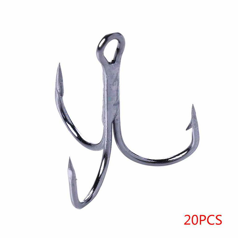 20pcs 3 Claw Strong Sharp Round bend Metal Fishing Hooks Outdoor Tuna Triple  Treble Angling Barbs 