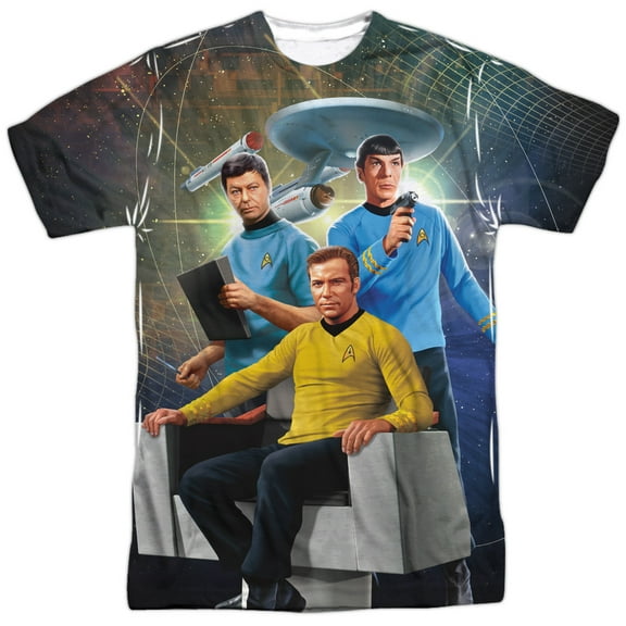 Star Trek Men's Kirk Spock Mccoy Sublimation T-shirt XX-Large White
