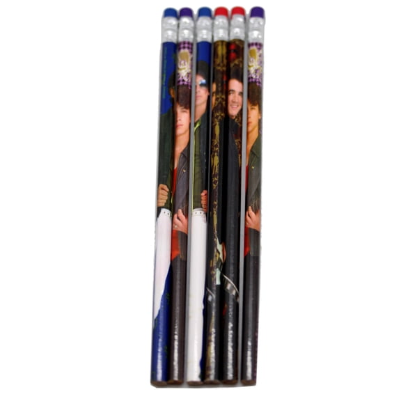 The Jonas Brothers Assorted Outer Color/Design Wood Pencil Set (6 Pencils)
