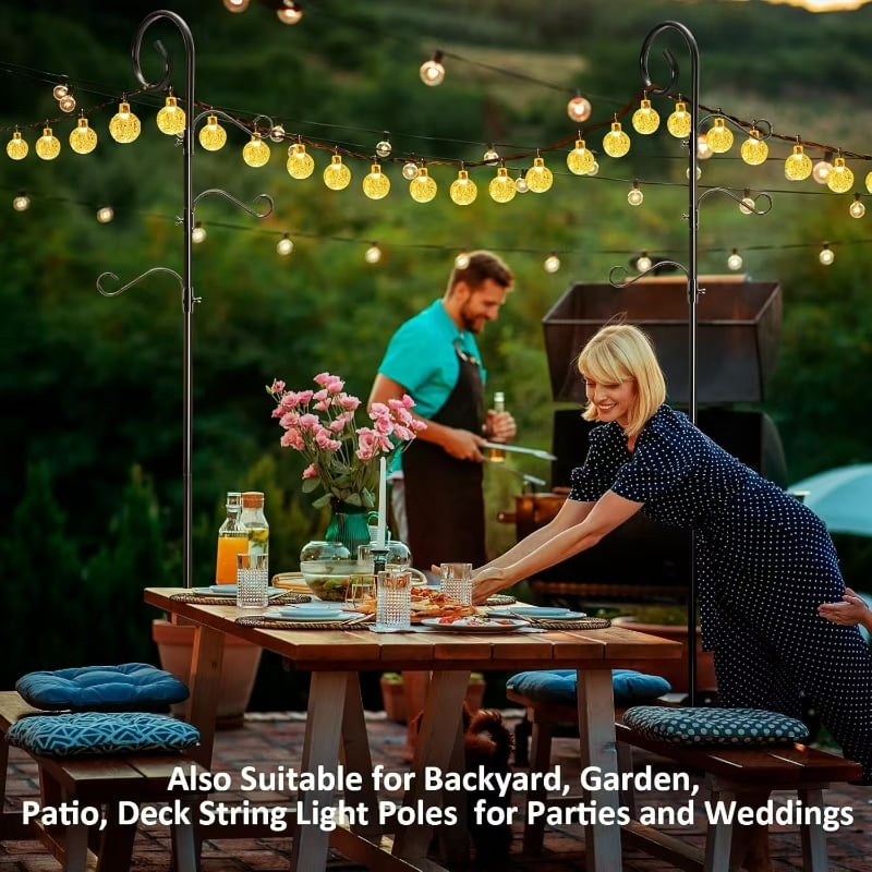 Circles 76 Inch Shepherds Hooks for Outdoor 2 Pack, Bird Feeder Poles with 4 Hooks, Shepherds Hook for Bird Feeders Outside with Base, Garden Pole for Hanging Plant Baskets, Weddings Decor (76 Inch)