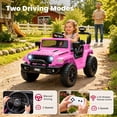 thumbnail image 3 of Jeep 12V Ride on Car with Remote Control/Bluetooth, Jeep Wrangler Rubicon Battery Powered Ride on Truck Toy w/Dual Wheel Suspension, Electric Car for Kids Toddler, Pink, 3 of 8
