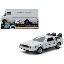 DMC DeLorean Time Machine Brushed Metal (Frost Version) "Back to the Future" (1985) Movie "40th Anniversary" Special Packaging "Hollywood Rides" Series 1/32 Diecast Model Car by Jada