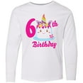 thumbnail image 3 of Inktastic 6th Birthday with Unicorn Cake Long Sleeve Youth T-Shirt, 3 of 5
