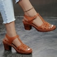 thumbnail image 4 of Women's Cutout Chunky Heel Sandals, Wide Width Fish Toe Summer Heels for Women, Adjustable Buckle Casual Dress Sandals, Non-Slip Platform Shoes, 4 of 8