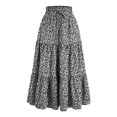 thumbnail image 4 of XIAOCHA Smocked High-Waisted Drawstring Floral Tiered Skirt for Women Flowy Casual Boho-Inspired Everyday Summer Midi Skirt, 4 of 5