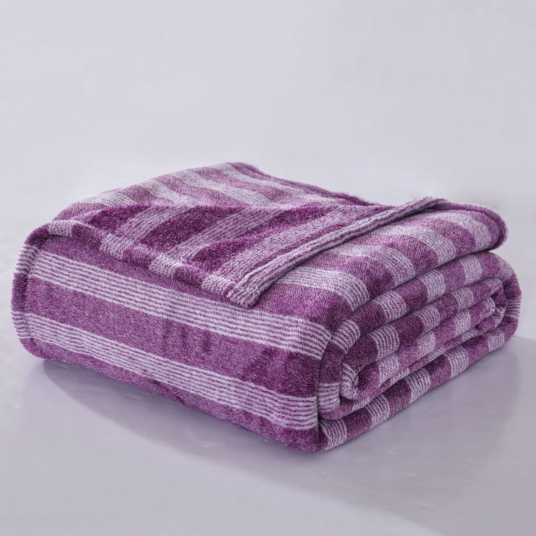 Mainstays Stripe Plush Blanket, Purple, Full/Queen - Walmart.com