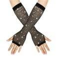thumbnail image 2 of XMMSWDLA Rhinestone Fingerless Fishnet Gloves 80s Fishnet Long Gloves Sparkly Glitter Fashion Opera Gloves Mesh Gloves Black, 2 of 5